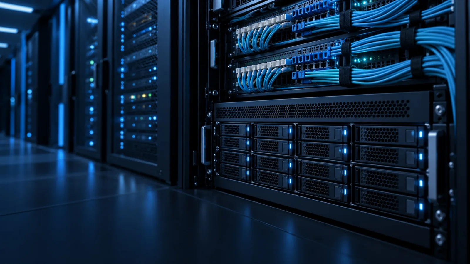 Network cabling and storage hardware in a secure rack